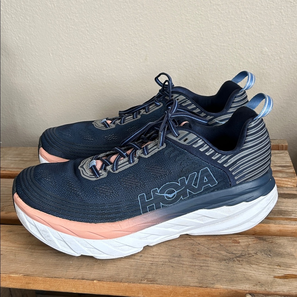 Hoka One One Bondi 6 in Mood Indigo, Dusty Pink Size 10.5 - Picture 2 of 9